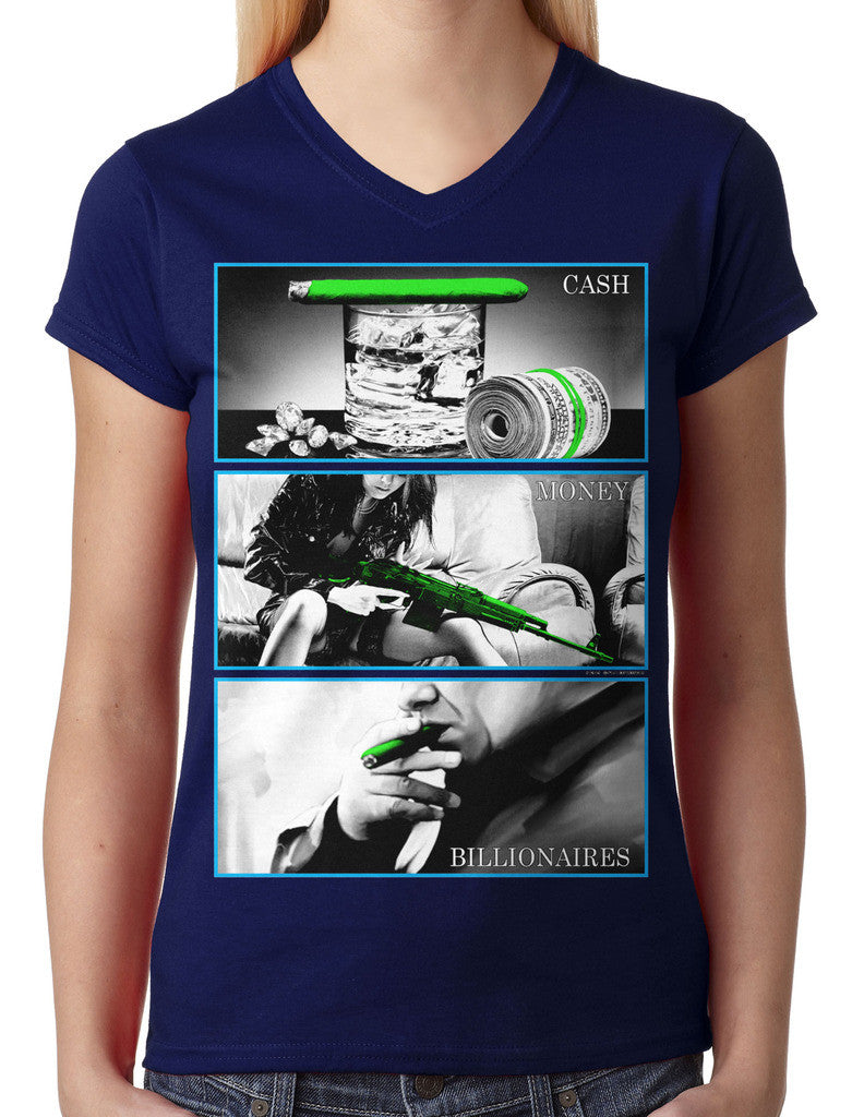 Cash Money Billionaire Junior Ladies V-neck T-shirt