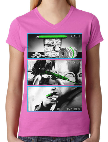 Gangster Marilyn Monroe California Junior Ladies V-neck T-shirt