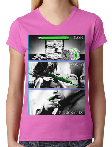 Over Size Headphones Junior Ladies V-neck T-shirt