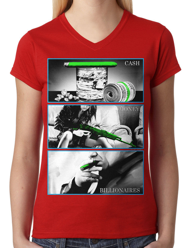 Cash Money Billionaire Junior Ladies V-neck T-shirt