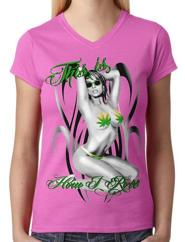 Over Size Headphones Junior Ladies V-neck T-shirt