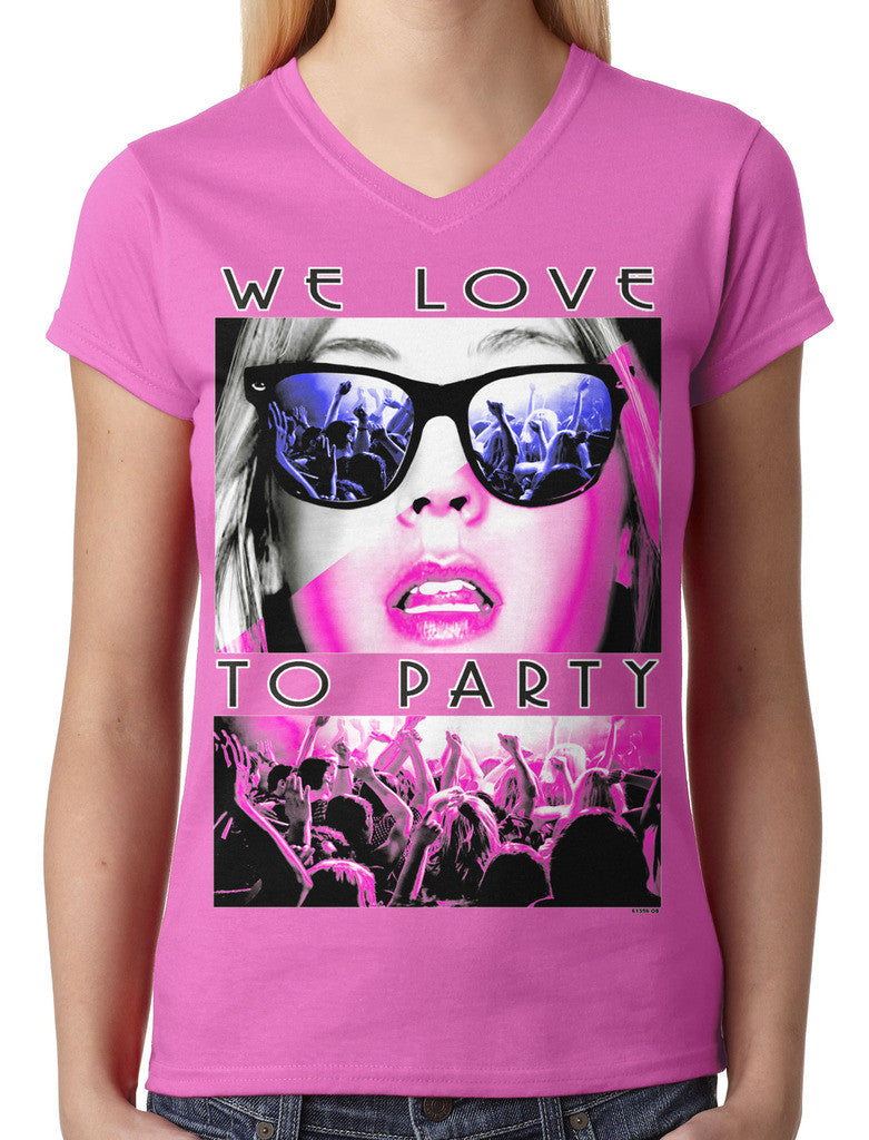 We Love To Party Junior Ladies V-neck T-shirt