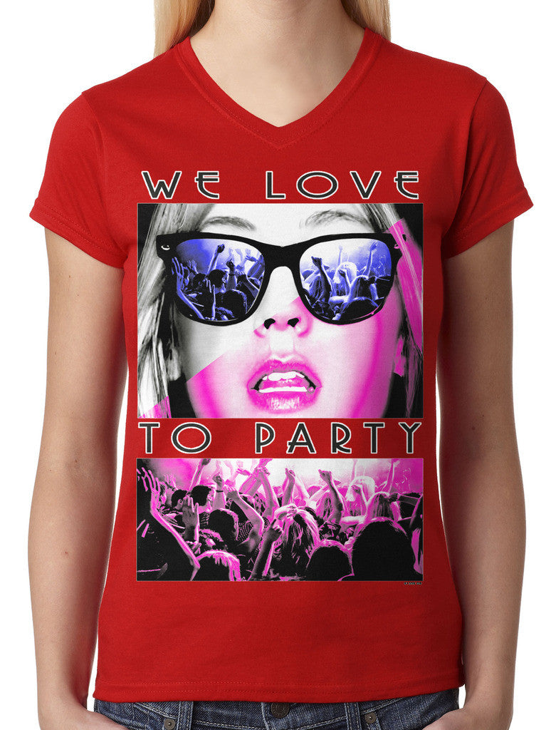 We Love To Party Junior Ladies V-neck T-shirt
