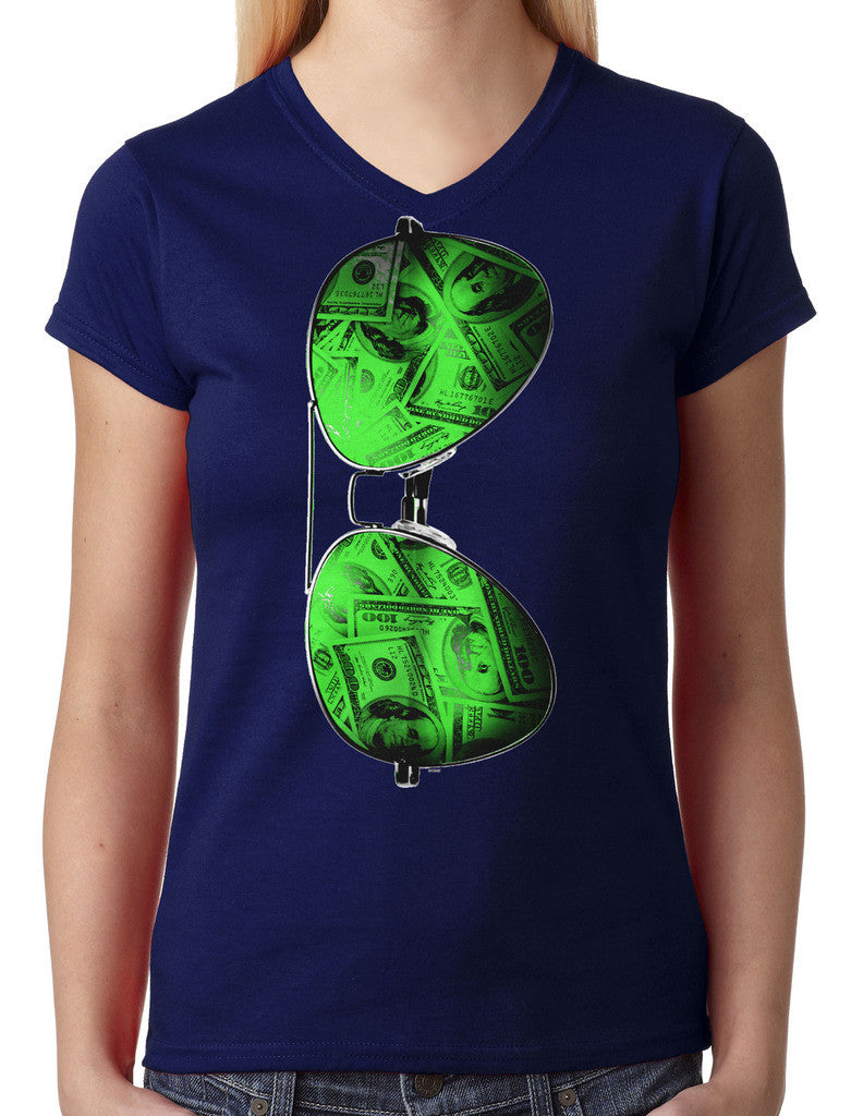 Cash Money Shades Sunglass Junior Ladies V-neck T-shirt
