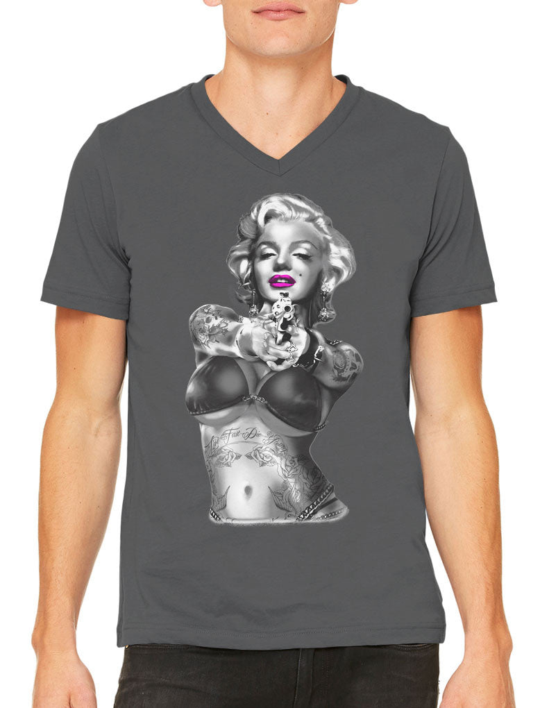 Gangster Marilyn Monroe Men's V-neck T-shirt
