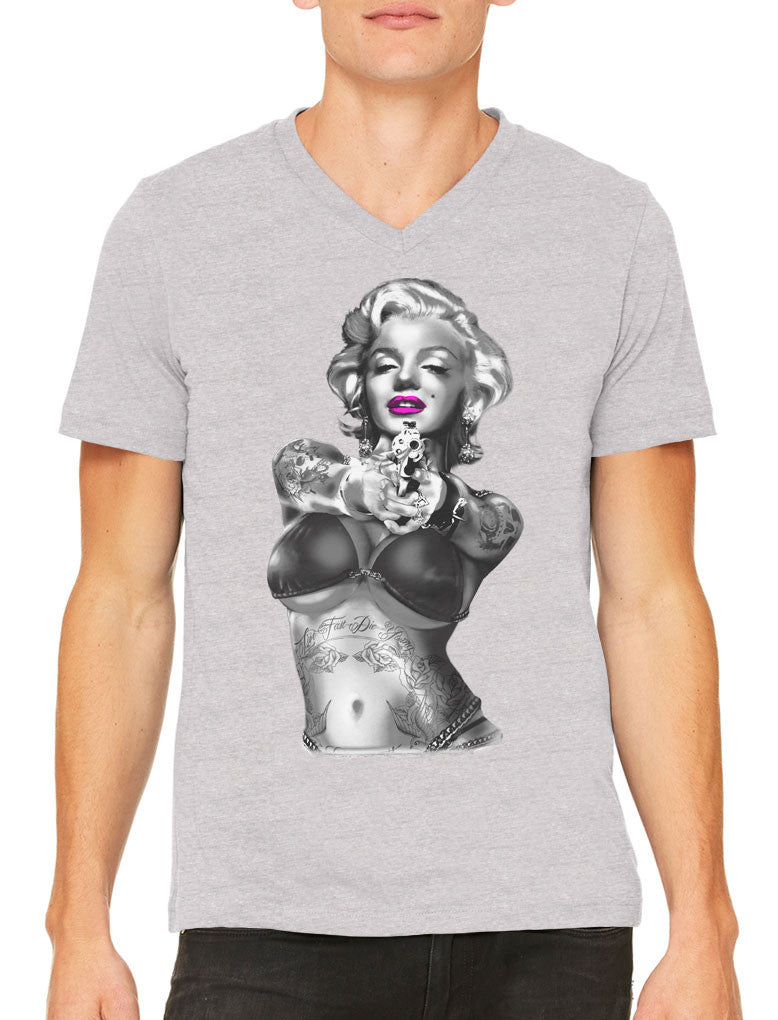 Gangster Marilyn Monroe Men's V-neck T-shirt