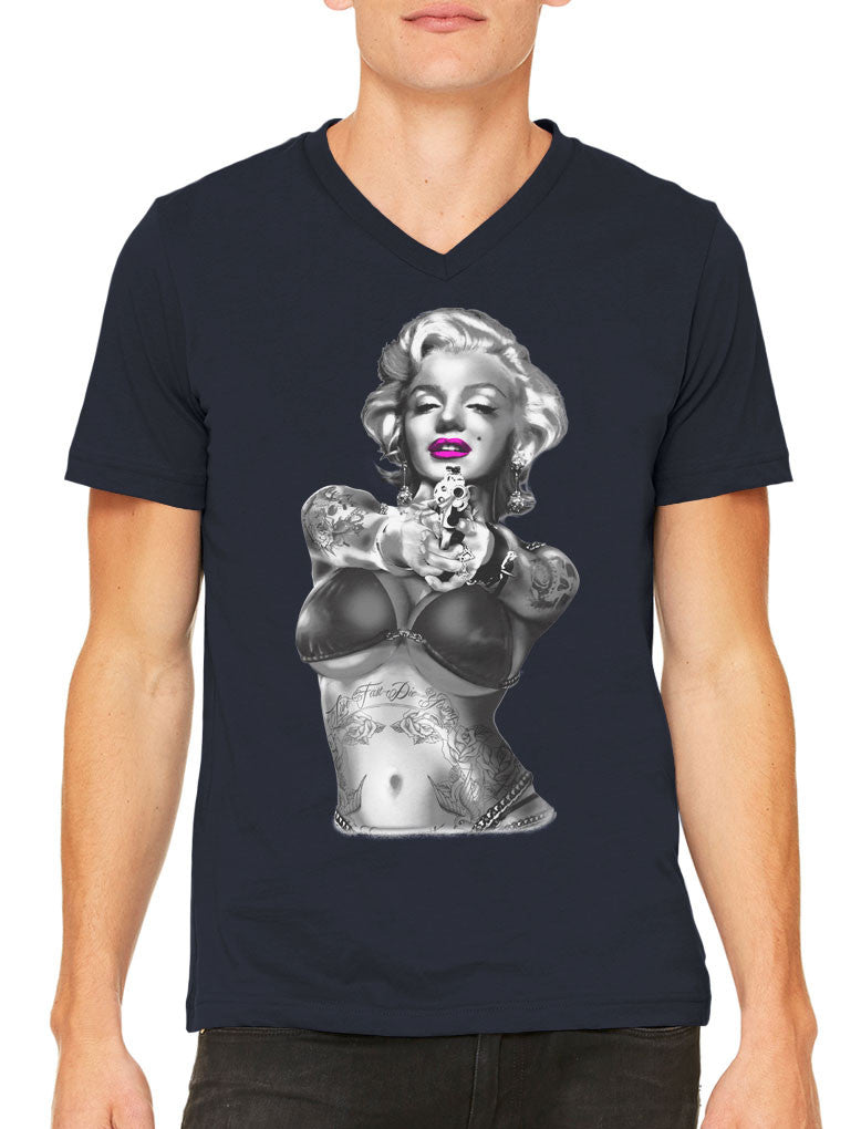 Gangster Marilyn Monroe Men's V-neck T-shirt