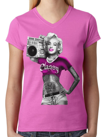 Over Size Headphones Junior Ladies V-neck T-shirt