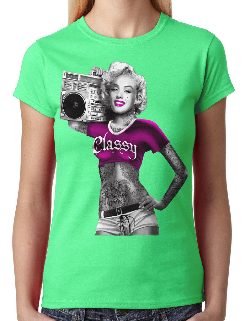 Classy Marilyn Monroe Boombox Junior Ladies T-shirt