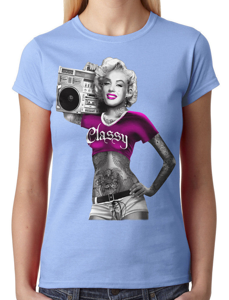 Classy Marilyn Monroe Boombox Junior Ladies T-shirt