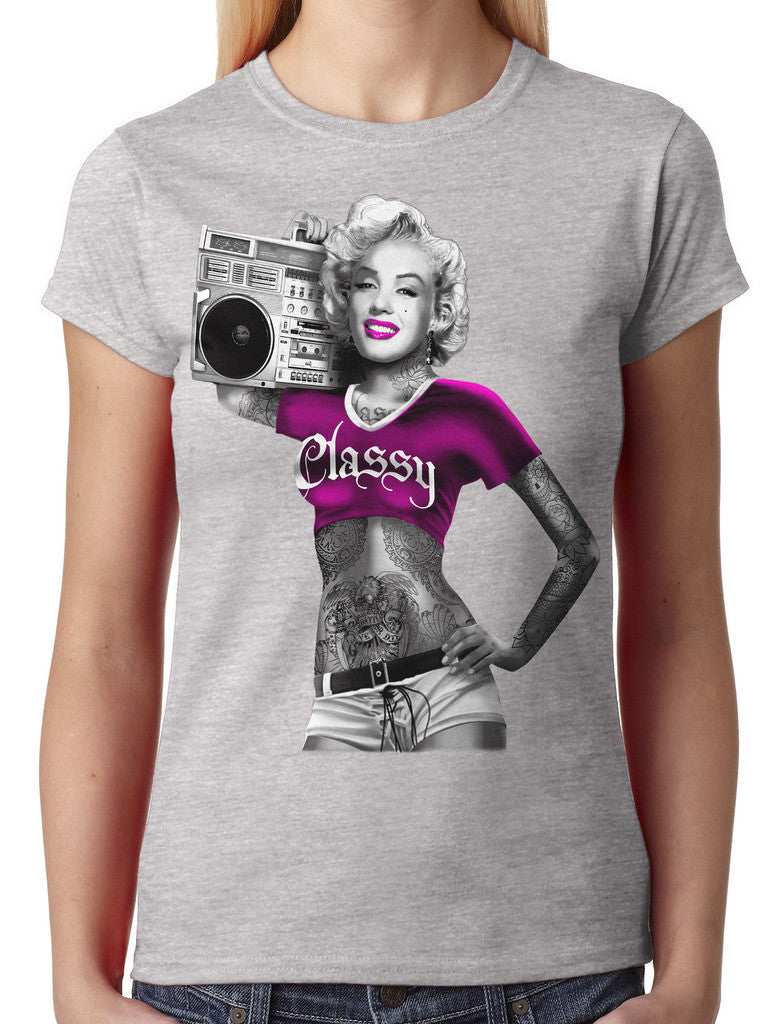 Classy Marilyn Monroe Boombox Junior Ladies T-shirt
