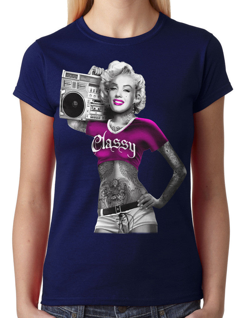 Classy Marilyn Monroe Boombox Junior Ladies T-shirt
