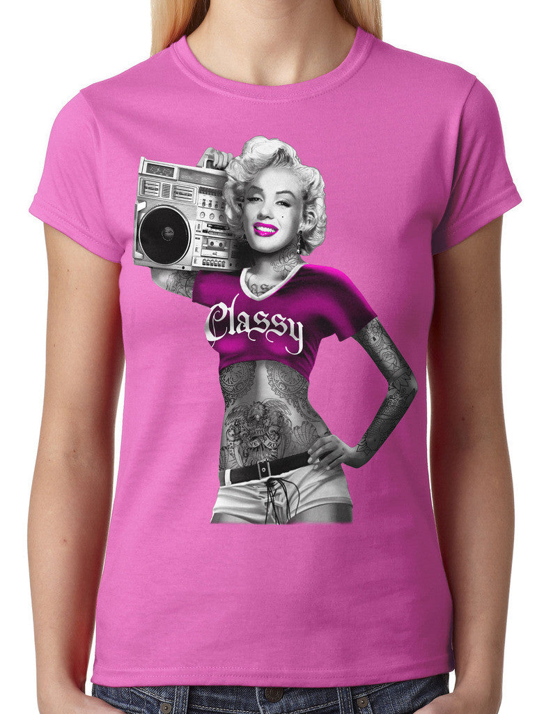 Classy Marilyn Monroe Boombox Junior Ladies T-shirt