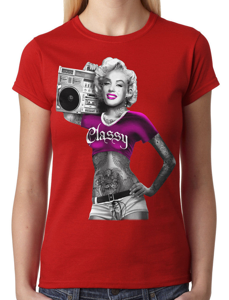 Classy Marilyn Monroe Boombox Junior Ladies T-shirt