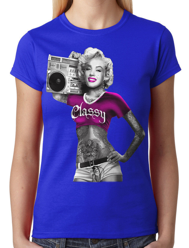 Classy Marilyn Monroe Boombox Junior Ladies T-shirt