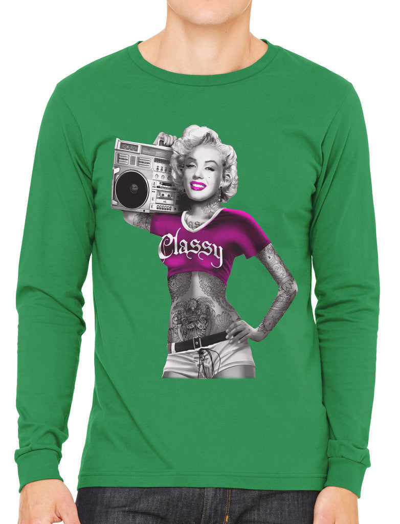 Classy Marilyn Monroe Boombox Men's Long Sleeve T-shirt