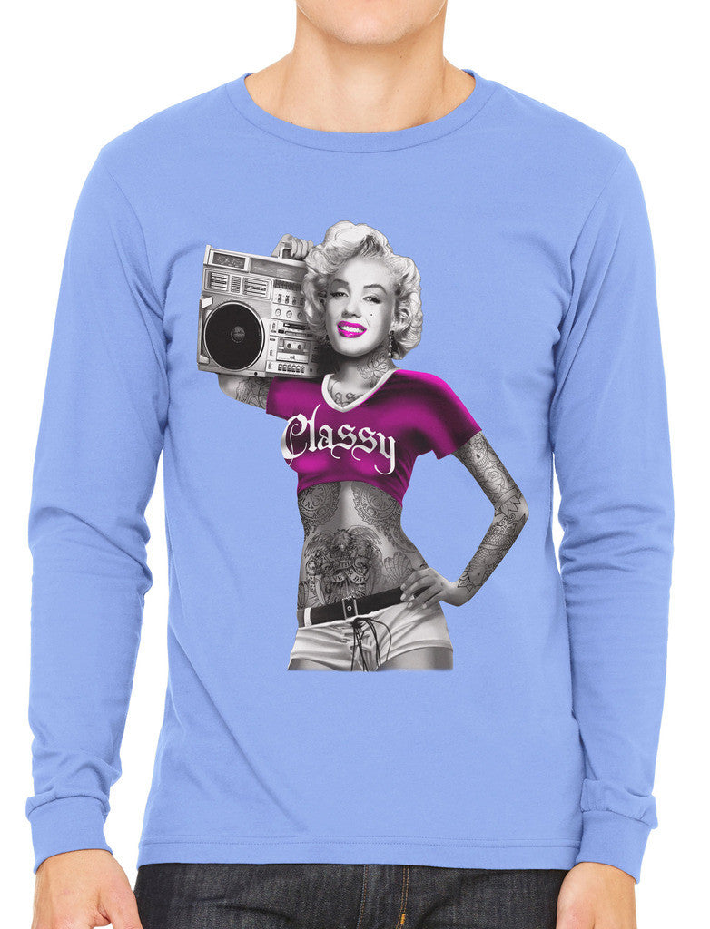 Classy Marilyn Monroe Boombox Men's Long Sleeve T-shirt