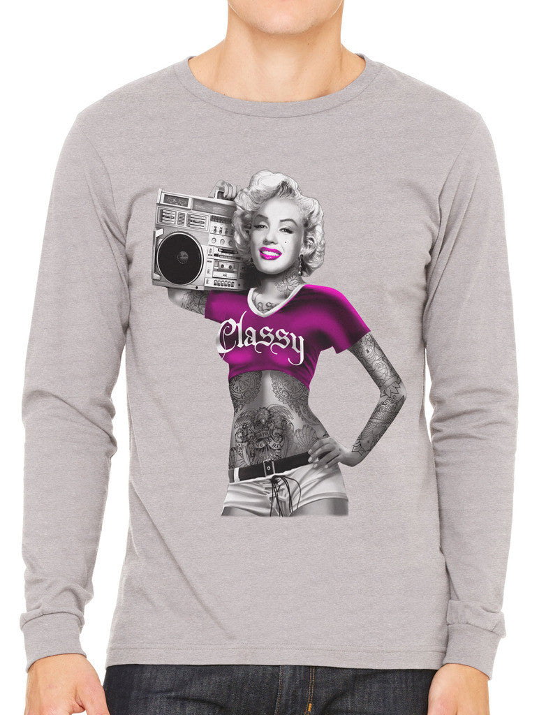 Classy Marilyn Monroe Boombox Men's Long Sleeve T-shirt