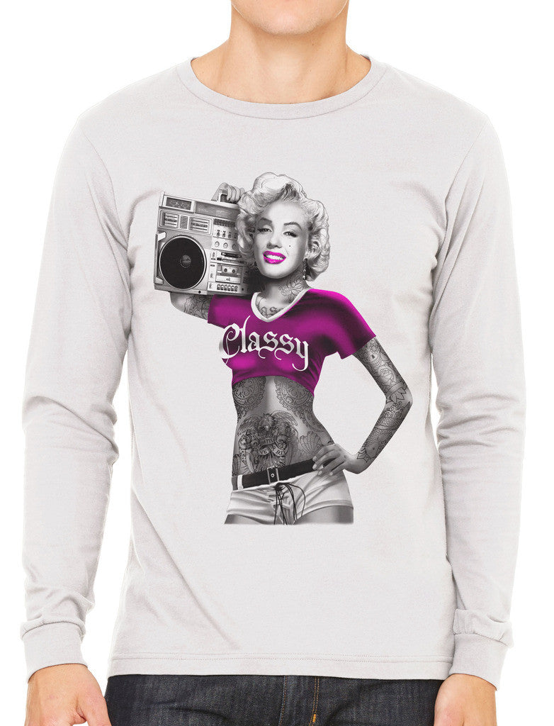 Classy Marilyn Monroe Boombox Men's Long Sleeve T-shirt