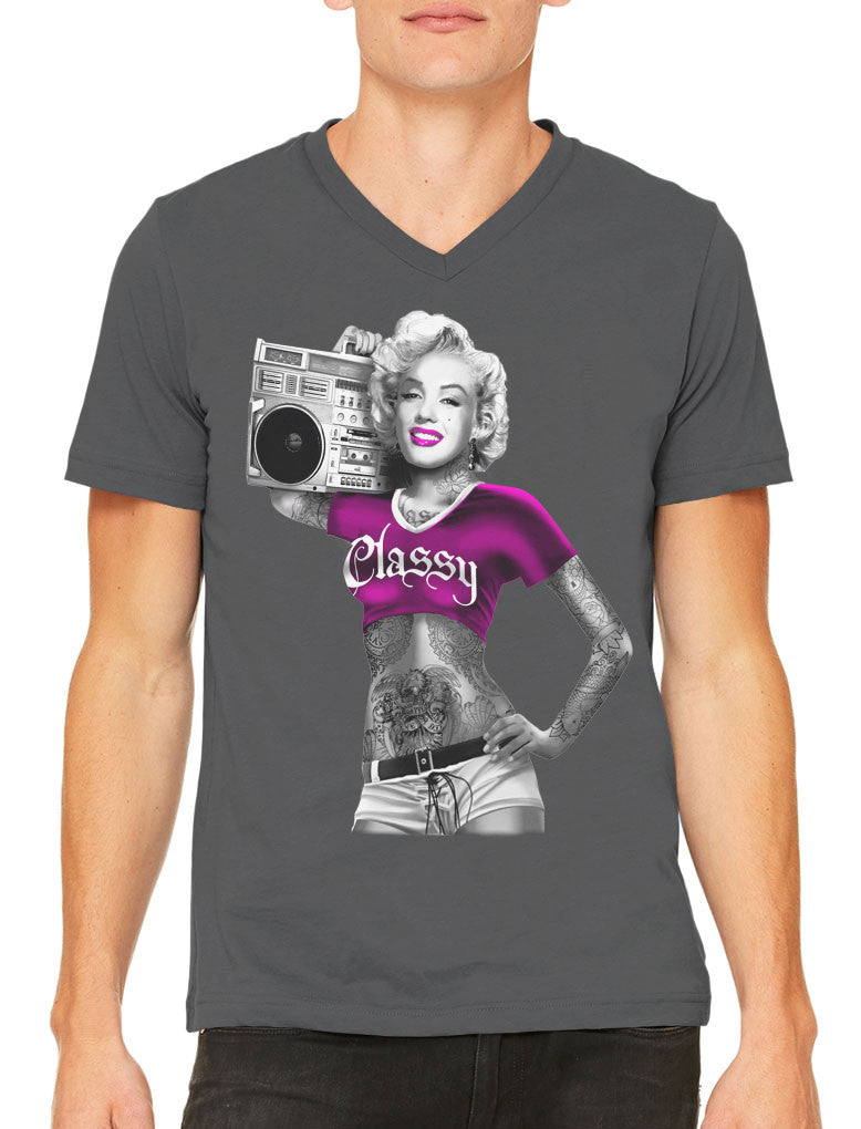 Classy Marilyn Monroe Boombox Men's V-neck T-shirt