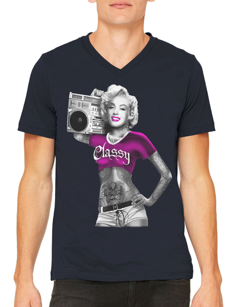 Classy Marilyn Monroe Boombox Men's V-neck T-shirt