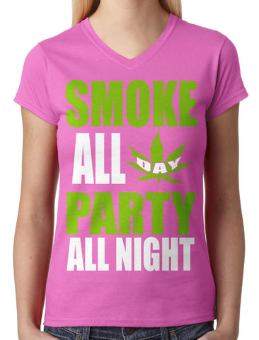 Smoke Weed Everyday Junior Ladies V-neck T-shirt