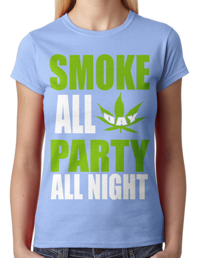 Smoke All Day Party All Night Junior Ladies T-shirt