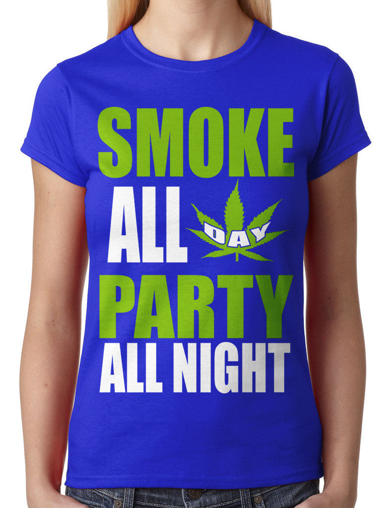 Smoke All Day Party All Night Junior Ladies T-shirt