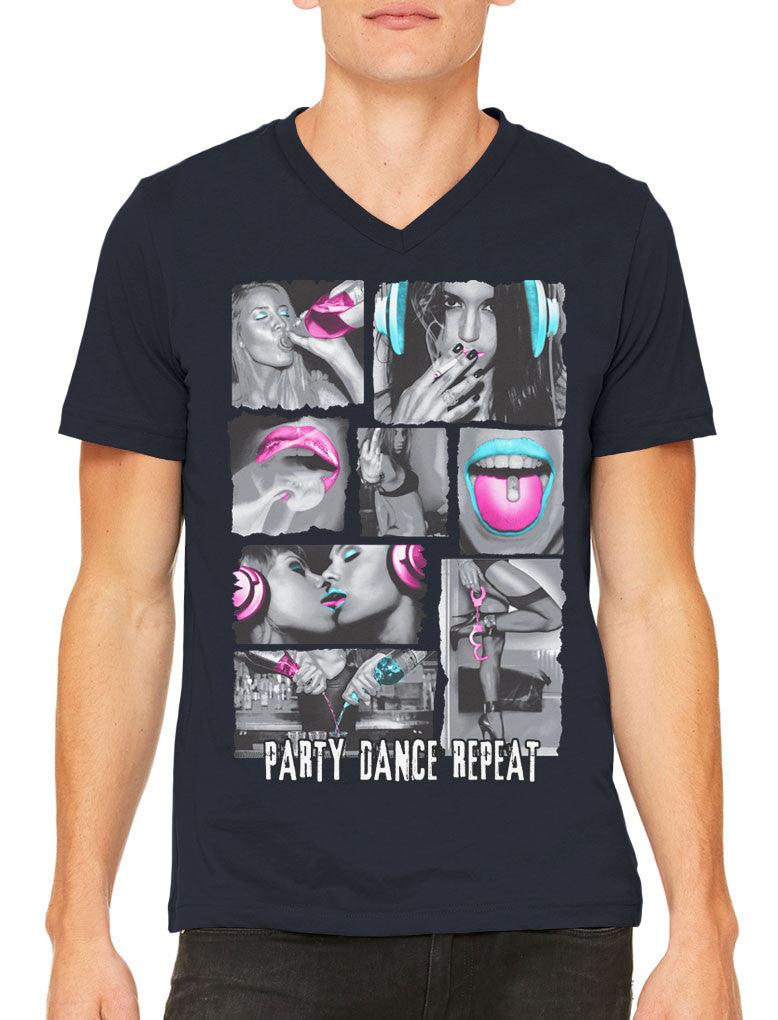 Party Dance Repeat Men's V-neck T-shirt