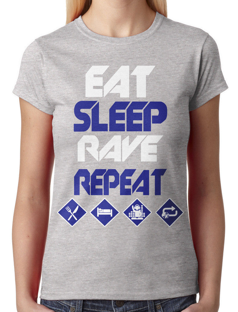 Eat Sleep Rave Repeat Junior Ladies T-shirt