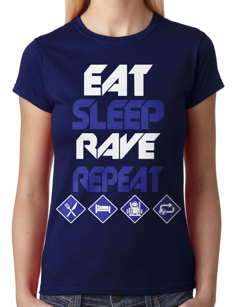 Eat Sleep Rave Repeat Junior Ladies T-shirt
