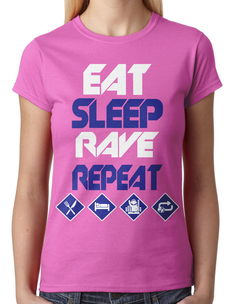 Eat Sleep Rave Repeat Junior Ladies T-shirt