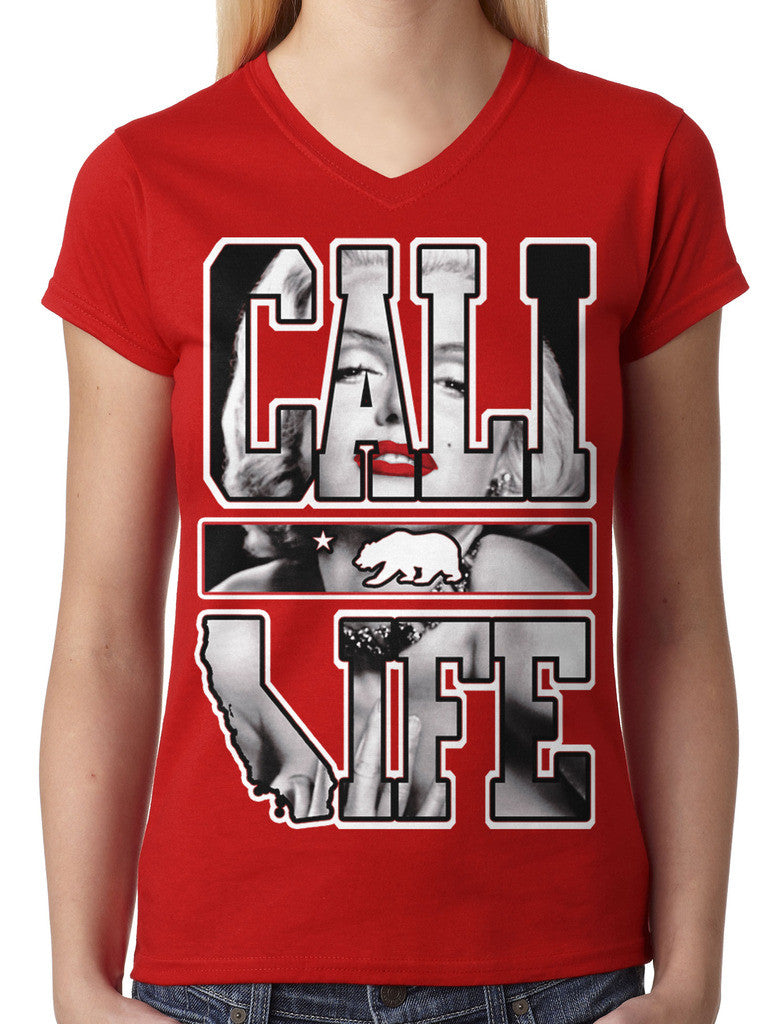 Marilyn Monroe Cali Life Junior Ladies V-neck T-shirt