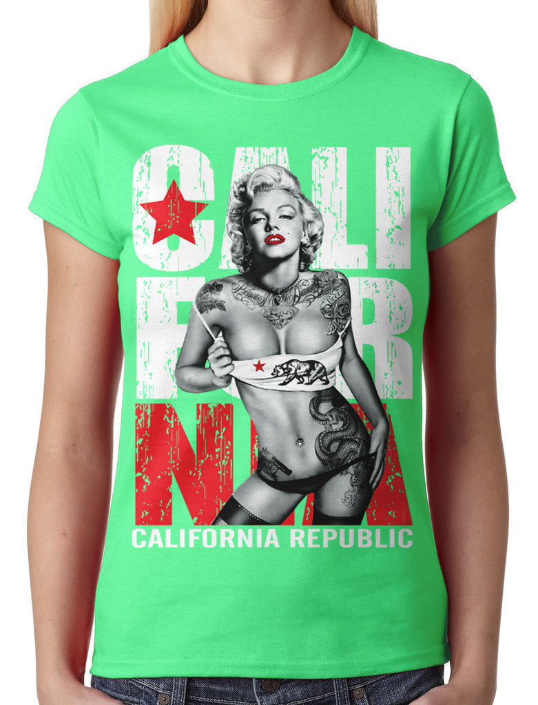 Sexy Marilyn Monroe California Republic Junior Ladies T-shirt