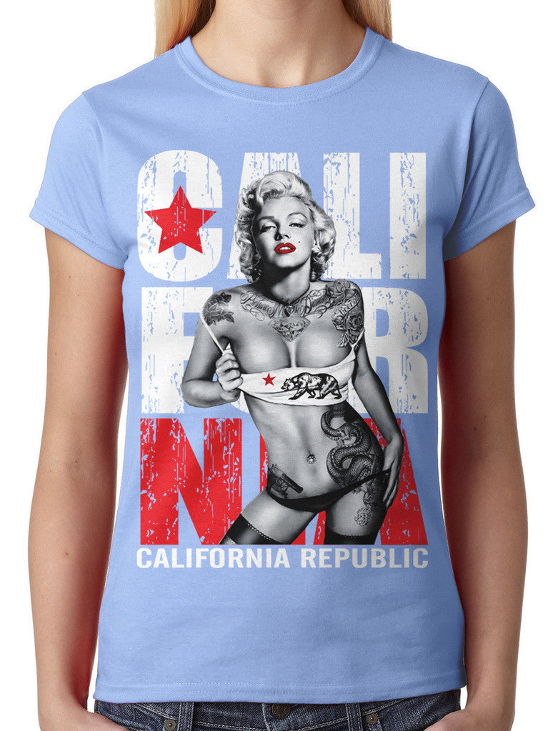 Sexy Marilyn Monroe California Republic Junior Ladies T-shirt