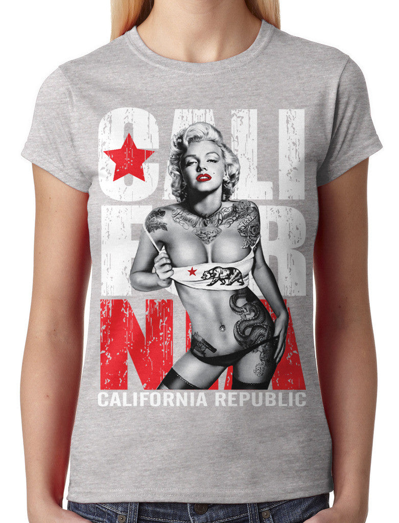 Sexy Marilyn Monroe California Republic Junior Ladies T-shirt