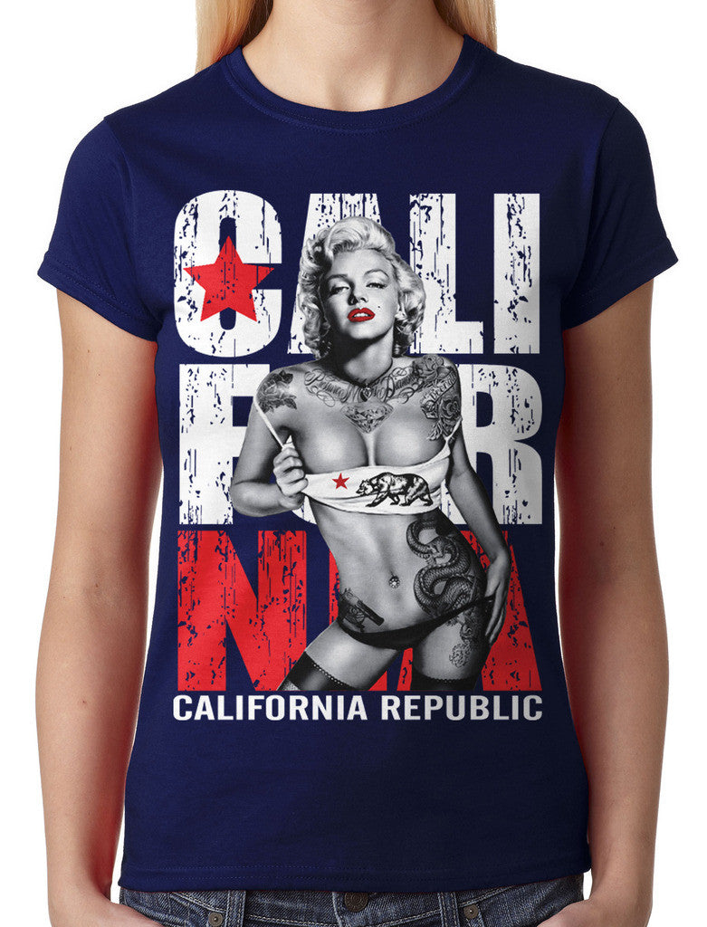 Sexy Marilyn Monroe California Republic Junior Ladies T-shirt