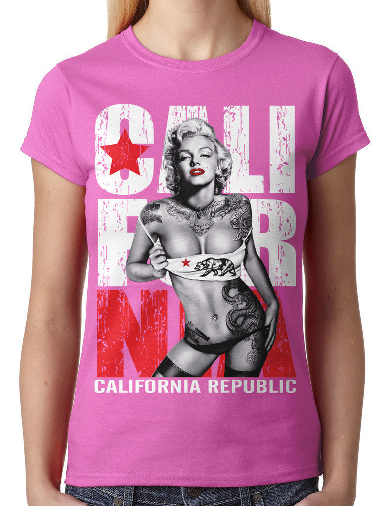 Sexy Marilyn Monroe California Republic Junior Ladies T-shirt