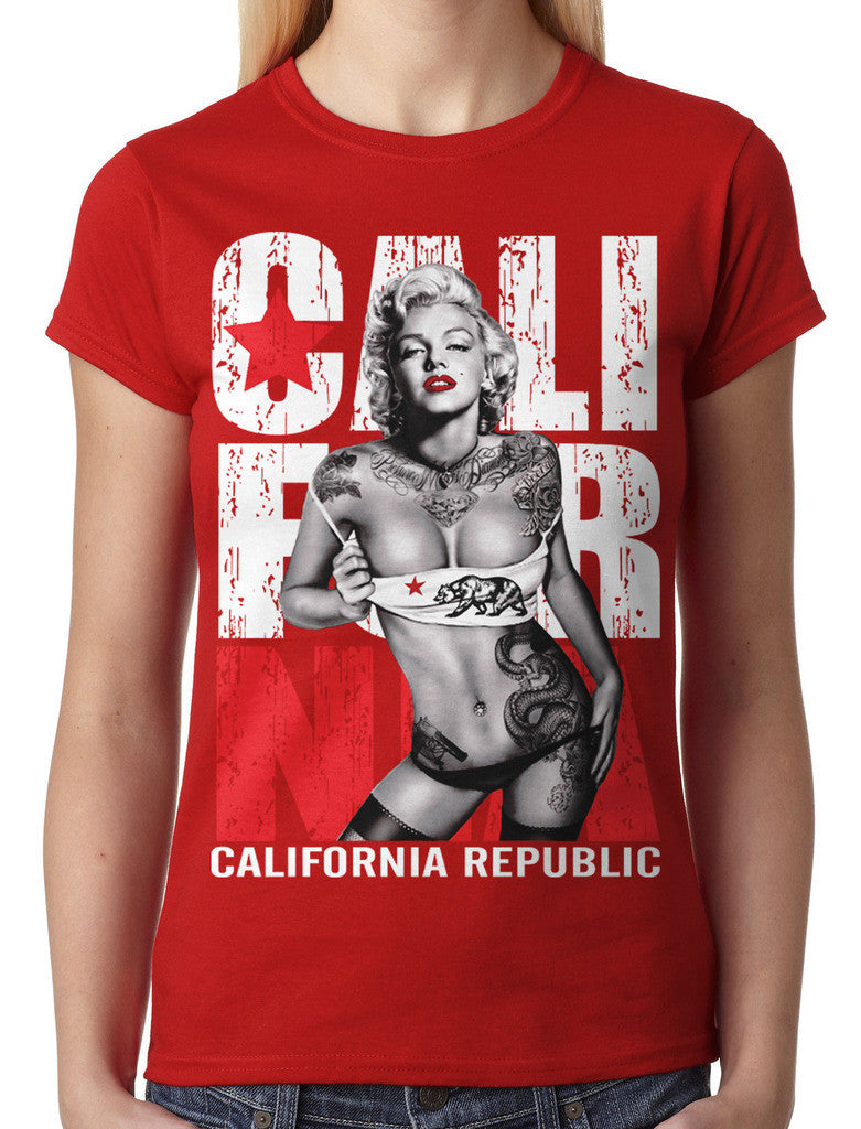 Sexy Marilyn Monroe California Republic Junior Ladies T-shirt