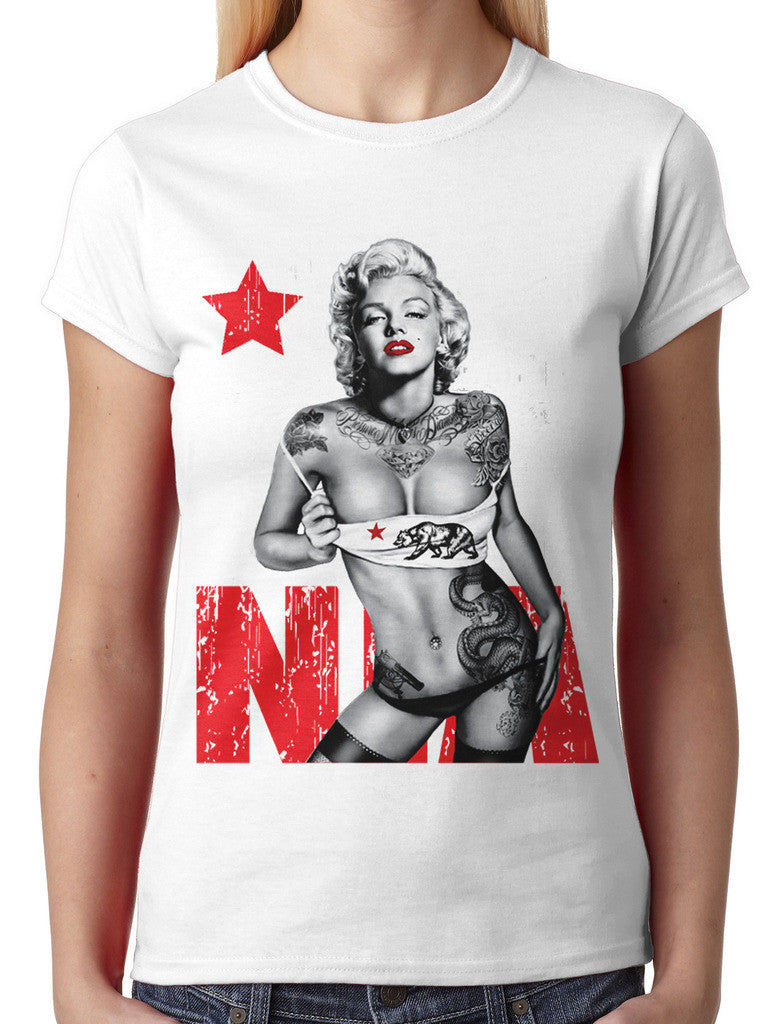 Sexy Marilyn Monroe California Republic Junior Ladies T-shirt