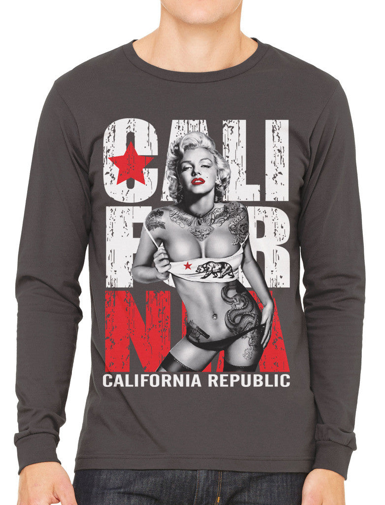 Sexy Marilyn Monroe California Republic Men's Long Sleeve T-shirt
