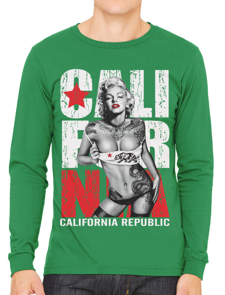 Sexy Marilyn Monroe California Republic Men's Long Sleeve T-shirt
