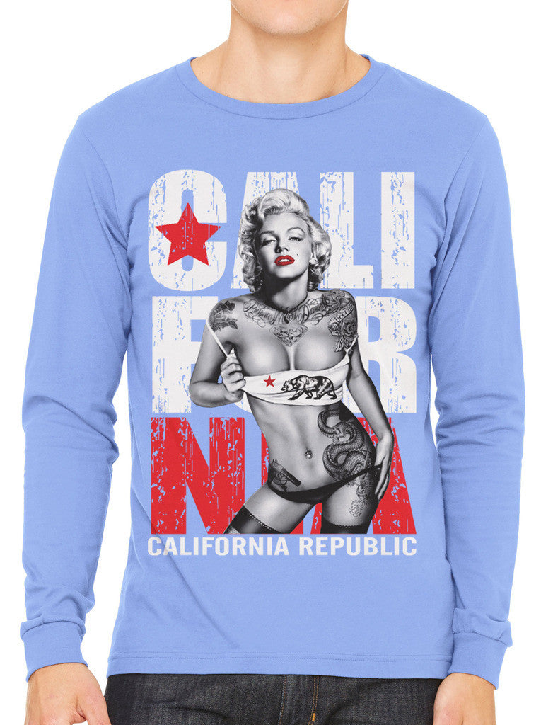 Sexy Marilyn Monroe California Republic Men's Long Sleeve T-shirt