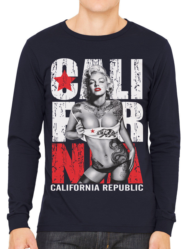 Sexy Marilyn Monroe California Republic Men's Long Sleeve T-shirt