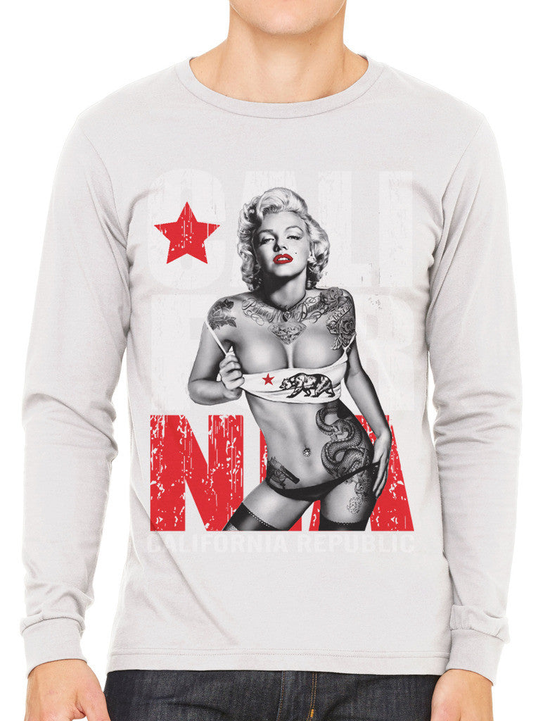 Sexy Marilyn Monroe California Republic Men's Long Sleeve T-shirt