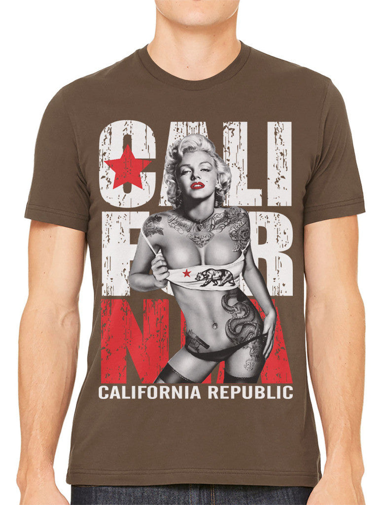 Sexy Marilyn Monroe California Republic Men's T-shirt