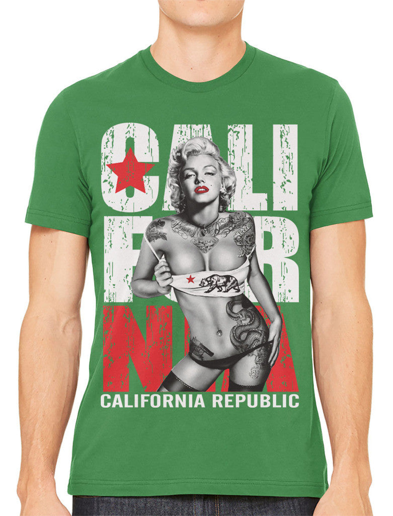 Sexy Marilyn Monroe California Republic Men's T-shirt