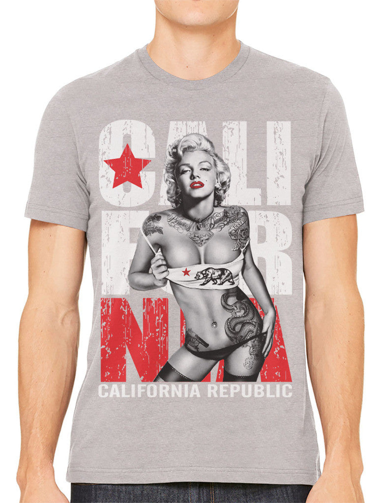 Sexy Marilyn Monroe California Republic Men's T-shirt