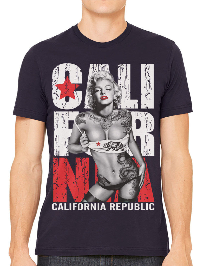 Sexy Marilyn Monroe California Republic Men's T-shirt