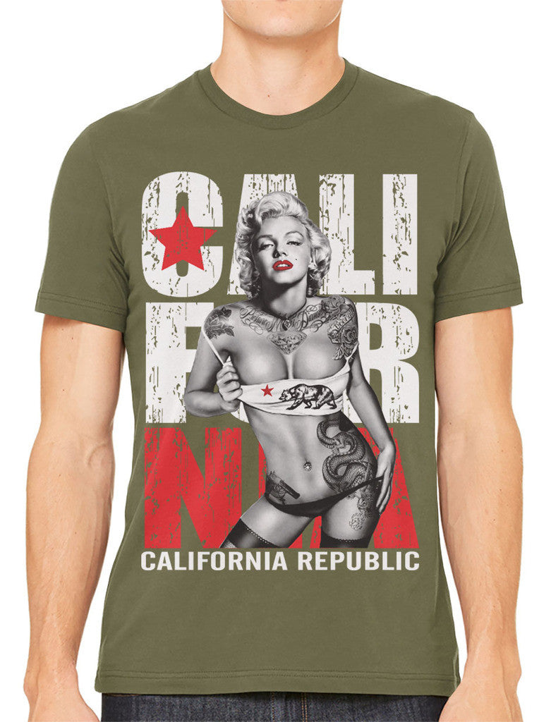 Sexy Marilyn Monroe California Republic Men's T-shirt